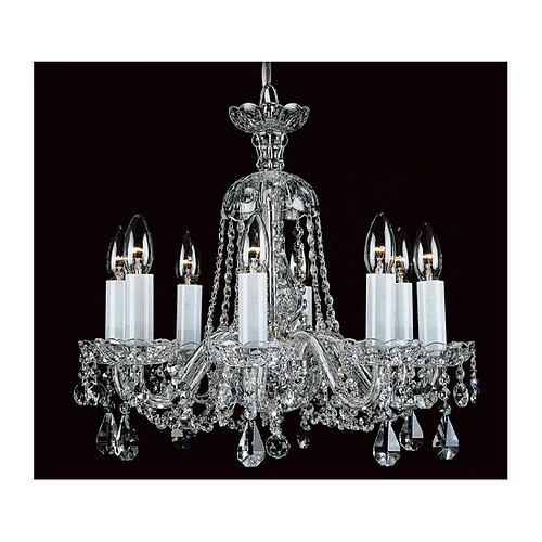 Lumière Chandelier sans abats jours Bela Cristal de plomb 8 ampoules 45cm