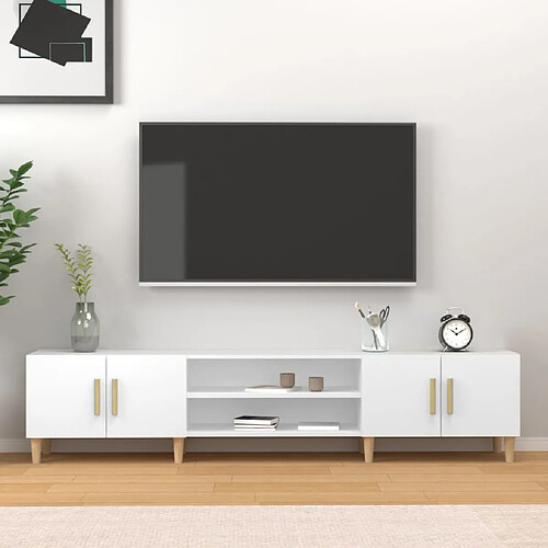 vidaXL Meuble TV blanc 180x31,5x40 cm bois d'ingénierie