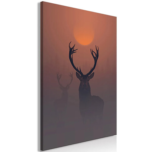 Artgeist Tableau - Deers in the Fog (1 Part) Vertical [80x120]