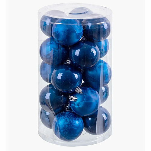 BigBuy Christmas Boules de Noël Bleu Plastique 6 x 6 x 6 cm (20 Unités)