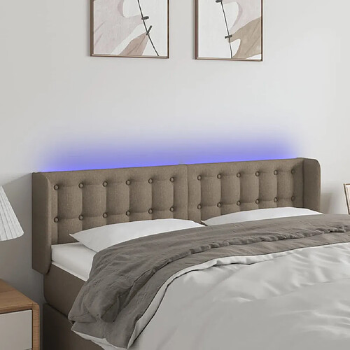 vidaXL Tête de lit à LED Taupe 147x16x78/88 cm Tissu