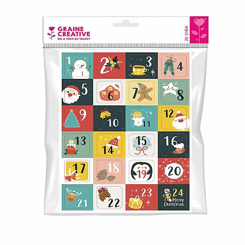 Graines Creatives 24 stickers chiffres pour calendrier de l'avent