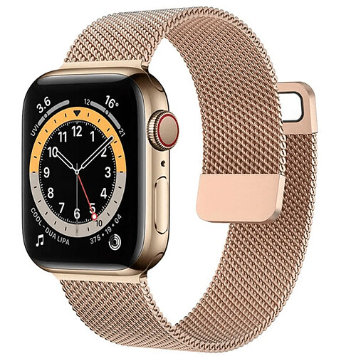 PHONECARE Bracelet Milanese Loop Fermoir Magnétique pour Apple Watch Series 9 Aluminum - 45mm - Rose Or