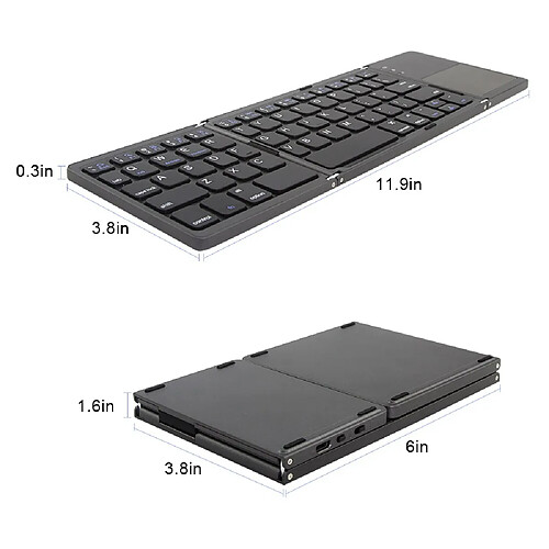 Universal Clavier de jeu pliable Clavier Bluetooth avec téléphone portable iPad Clavier sans fil ultra-mince Clavier pliable portable | Clavier (noir)