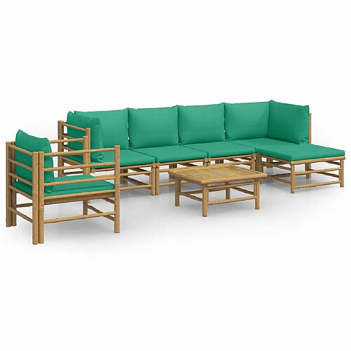 Maison Chic Salon de jardin 7 pcs + coussins - Mobilier/Meubles de jardin - Table et chaises d'extérieur vert bambou -MN44094