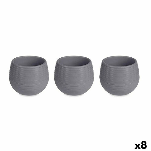 Ibergarden Set de pots 6,2 x 6,2 x 6,6 cm Anthracite Plastique (8 Unités)