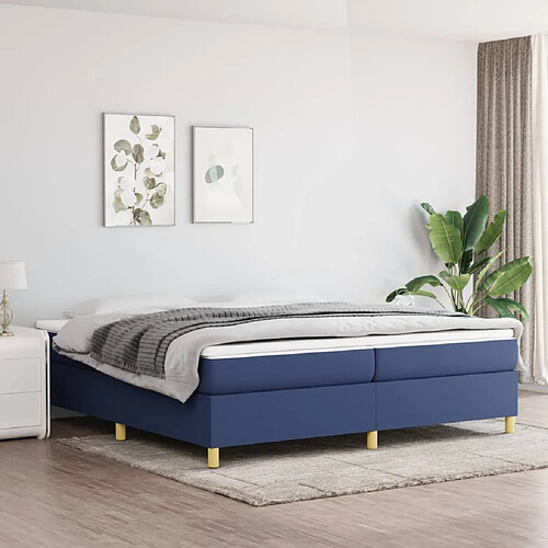 vidaXL Sommier à lattes de lit avec matelas Bleu 200x200 cm Tissu