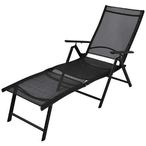 vidaXL Chaise longue pliable Aluminium Noir