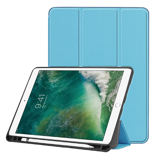 Etui en PU tri-fold intelligent bleu clair pour votre Apple iPad Pro 10.5-inch (2017)