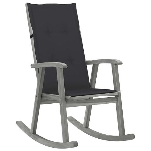 vidaXL Chaise à bascule avec coussins Gris Bois d'acacia massif