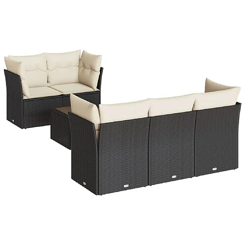 Maison Chic Ensemble Tables et chaises d'extérieur 6pcs avec coussins,Salon de jardin noir résine tressée -GKD375121