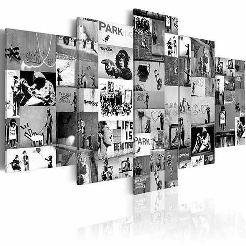 Paris Prix Tableau Imprimé Banksy - Graffiti Collage IV 50 x 100 cm