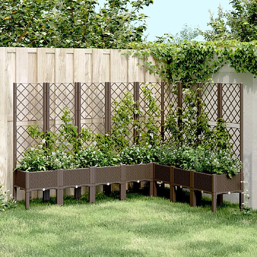 vidaXL Jardinière avec treillis marron 200x160x142 cm PP