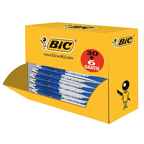 Pack de 36 Atlantis Bic bleu rétractables dont 6 offerts