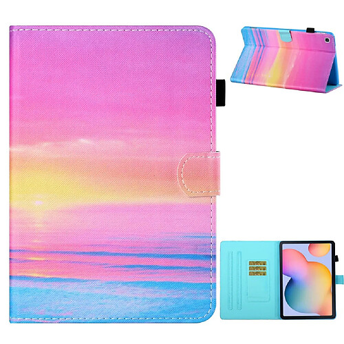 Etui en PU impression de motifs avec support lueur du coucher de soleil pour votre Samsung Galaxy Tab S6 Lite (SM-P610/615)