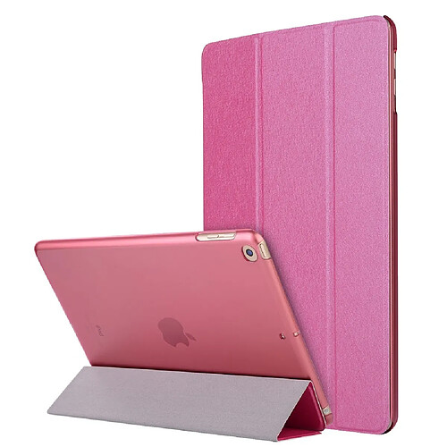 Etui en PU soie avec support tri-pliure rose pour votre Apple iPad 10.2 (2019)