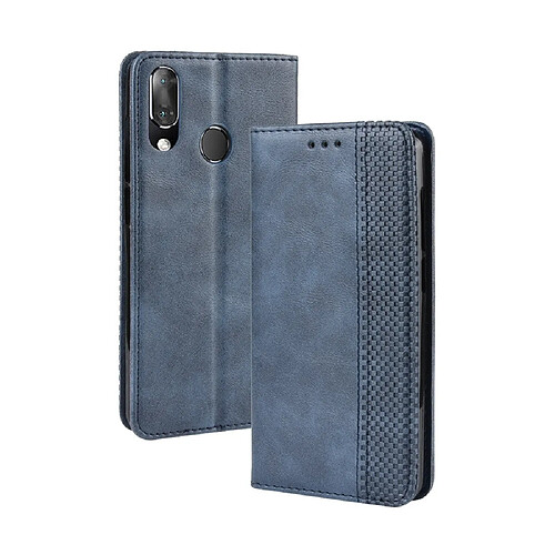 Wewoo Coque Étui en cuir à boucle magnétique avec rétro pour Texture horizontale Vodafone Smart X9 porte-carte et fentes carte et cadre photo Bleu