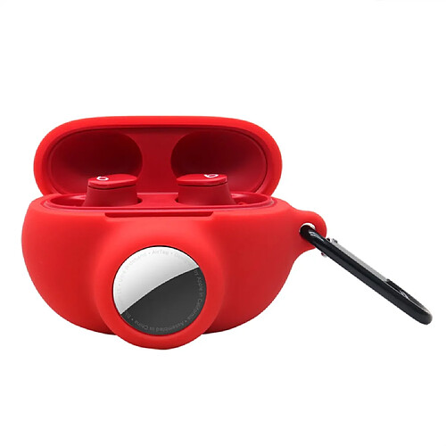 Coque en silicone avec porte-clés, rouge pour votre Beats Studio Buds + AirTag