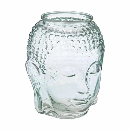 Vase en Verre Design Bouddha 28cm Transparent