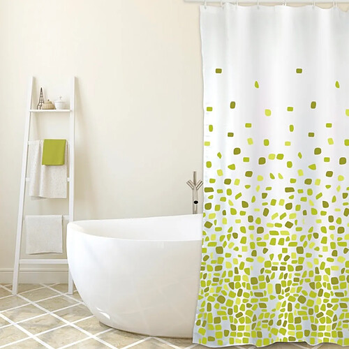 MSV Rideau de douche Polyester BREST 180x200cm QUALITÉ PREMIUM Vert - Anneaux inclus