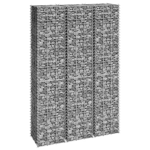 vidaXL Lits surélevés en gabion 3 pcs 30x30x150 cm Fer