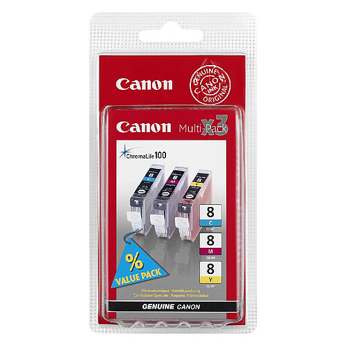 Canon 0621B036 Cartouche d'encre Bleu, Rose, Jaune