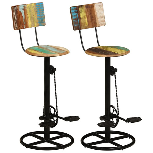 vidaXL Tabourets de bar lot de 2 bois de récupération massif