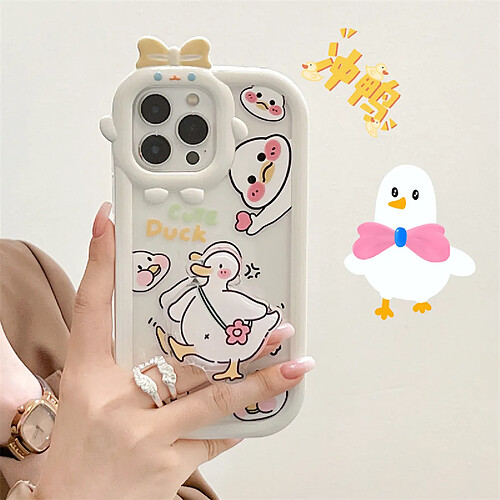 GUPBOO Étui pour iPhone12 Silicone mignon de support de cas de téléphone de dessin animé de canard de fard à joues