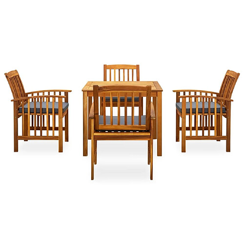 Maison Chic Mobilier à dîner 5 pcs de jardin avec coussins - Ensemble table et chaises d'extérieur - Salon/Mobilier de jardin classique Acacia solide -MN95443