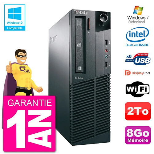 PC Lenovo ThinkCentre M82 SFF G2020 RAM 8Go Disque Dur 2To Graveur DVD Wifi W7 · Occasion