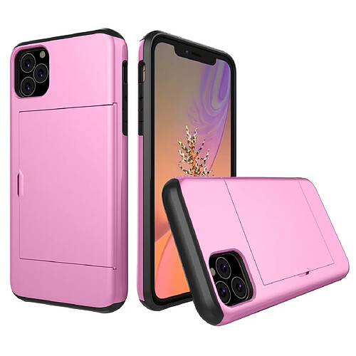 Wewoo Coque Rigide Étui de protection blindé antichoc avec emplacement pour carte iPhone 11 Pro rose