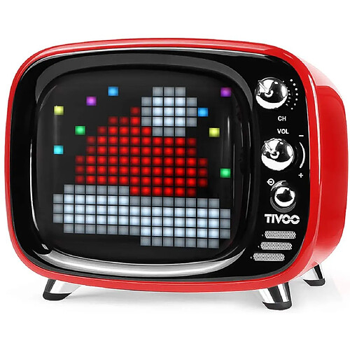 Chrono Divoom tivoo V5.2 Enceinte Bluetooth avec écran Smart Pixel Art,Rouge