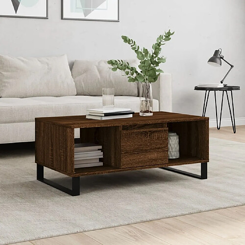 vidaXL Table basse Chêne marron 90x50x36,5 cm Bois d'ingénierie