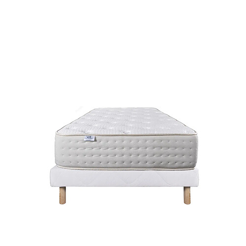 LUXURY LITERIE Ensemble matelas Purlux 90x190 cm + sommier blanc ep 13cm