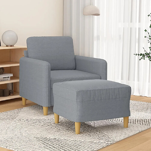 vidaXL Fauteuil avec repose-pied Gris clair 60 cm Tissu