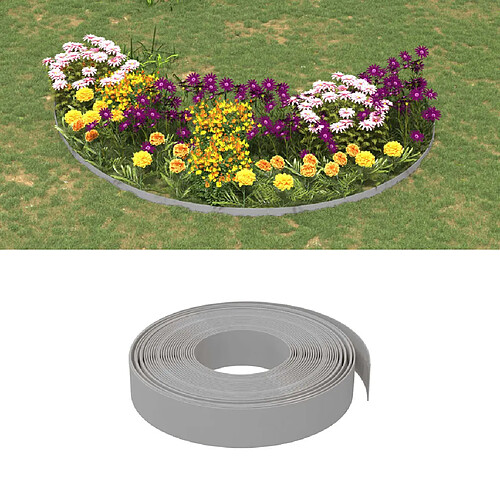 vidaXL Bordures de jardin 2 pcs gris 10 m 10 cm polyéthylène