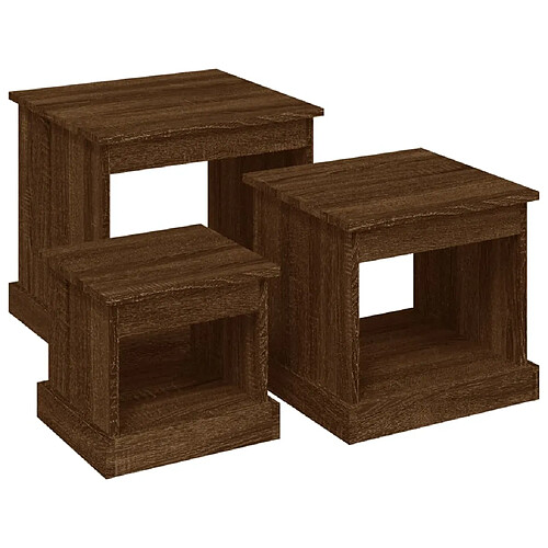 Maison Chic Lot de 3 Tables basses pour salon | Table à café chêne marron bois d'ingénierie -GKD34940