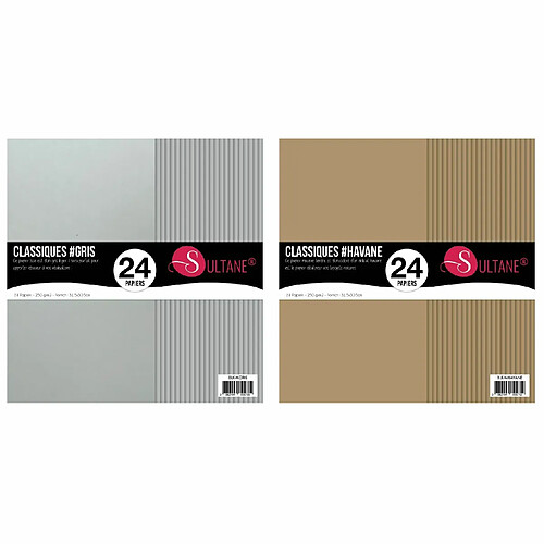 Sultane A 48 papiers Scrapbooking Havane + Gris - 300g/ m²