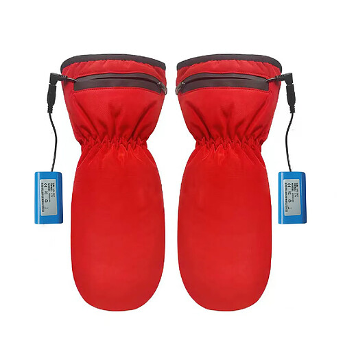 INF Gants chauffants avec batterie rechargeable et fermeture éclair Red Autonomie de la batterie de 4 heures