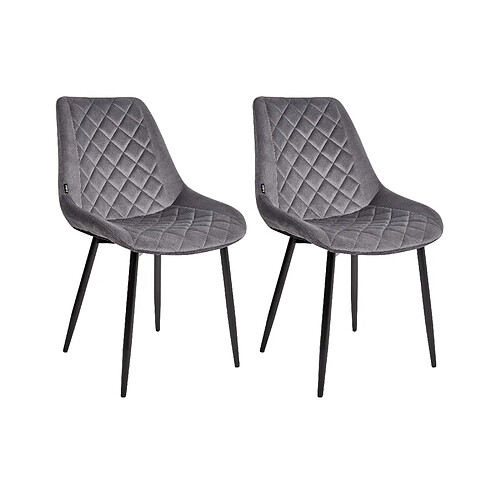 Beliani Chaise de salle à manger MARIBEL Set de 2 Velours Gris