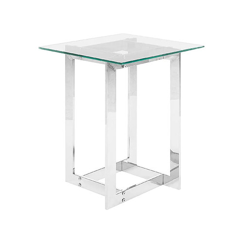 Beliani Table appoint argentée avec plateau en verre CRYSTAL