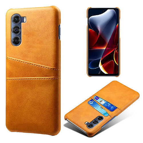 Coque en TPU + PU anti-rayures avec porte-cartes orange pour votre Motorola Edge S30