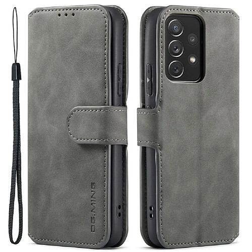 Etui en PU DG.MING style rétro avec support gris pour votre Samsung Galaxy A53 5G