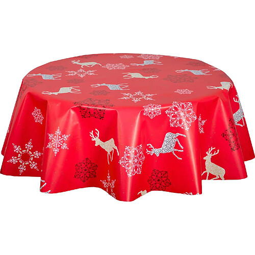 Cpm Nappe en toile cirée ronde RENNES - Diam. 135 cm - Rouge