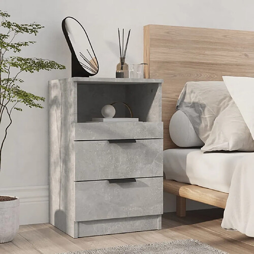 Maison Chic Table de chevet Table de Nuit Meuble de Rangement Gris béton Bois d'ingénierie