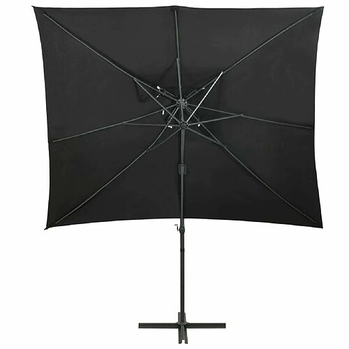 Maison Chic Parasol Jardin | Parasol déporté à double toit Noir 250x250 cm - GKD76498