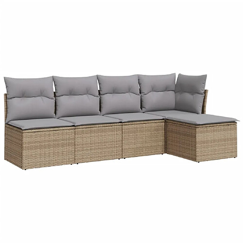 Maison Chic Salon de jardin avec coussins 5 pcs | Ensemble de Table et chaises | Mobilier d'Extérieur beige résine tressée -GKD44908