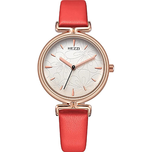 Chrono Montre décontractée à la mode pour femmes Kezzi Montre de luxe analogique légère à quartz(Rouge)