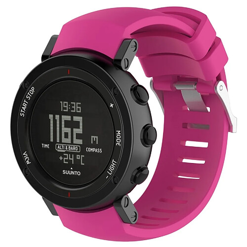 Wewoo Bracelet pour montre connectée Dragonne de remplacement en silicone SUUNTO Core ALU Noir Rose Rouge