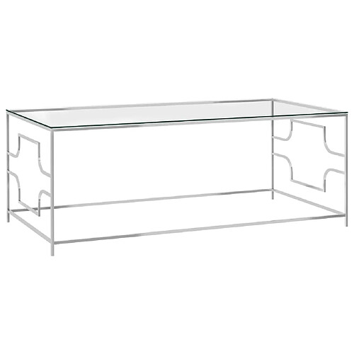 Maison Chic Table basse,Table Console Table d'appoint, Table pour salon Argenté 120x60x45 cm Acier inoxydable et verre -MN40430